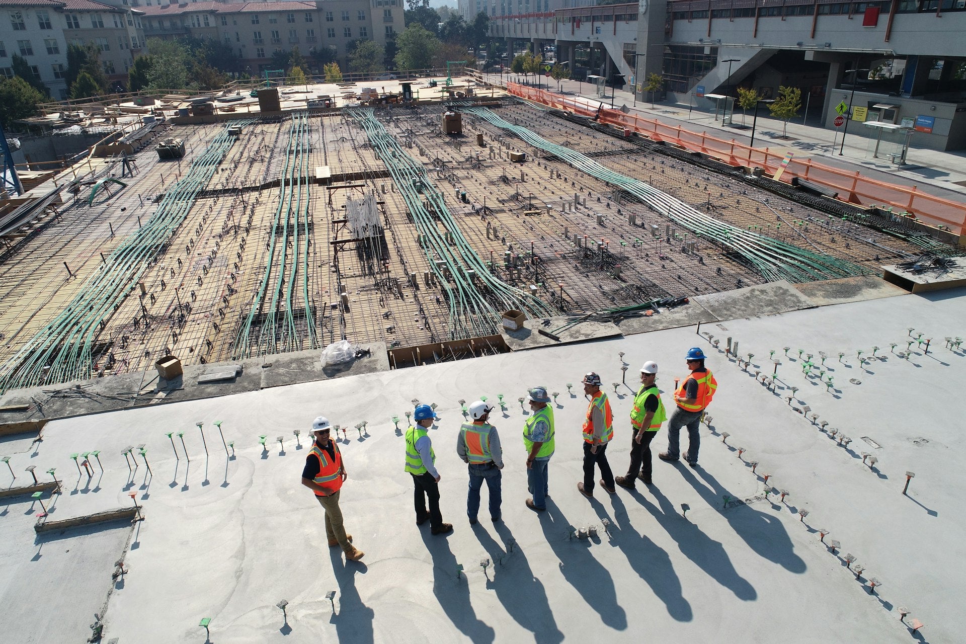 Construction site workers team