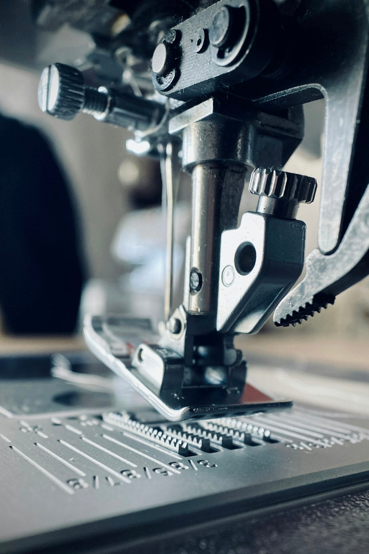 Vintage sewing machine with fabric